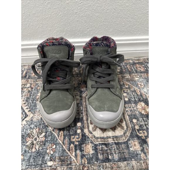 Keen Shoes - KEEN = Elena Women's Gray Leather & Plaid Insulated Mid Top Boots Hiking 5.5 New